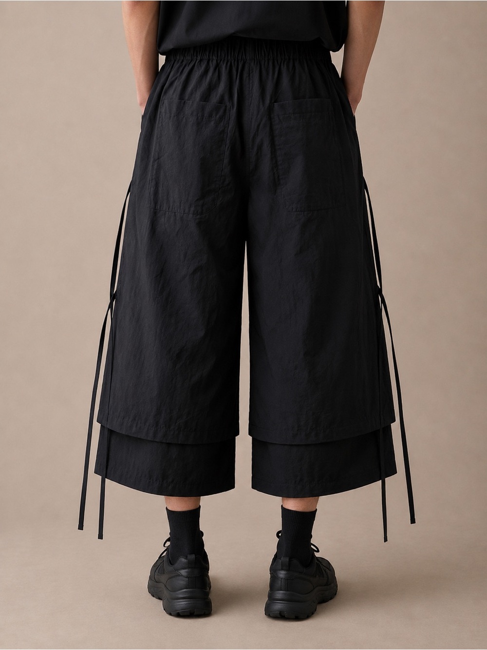 Craig Green Cropped Tie Detail Pants Black Med | Avant Garde Wide Leg Culottes - Picture 2 of 5